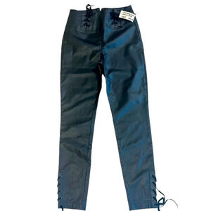 Guess Jeans vegan leather lace up pants with velvet laces size 4 (26 waste)  NWT